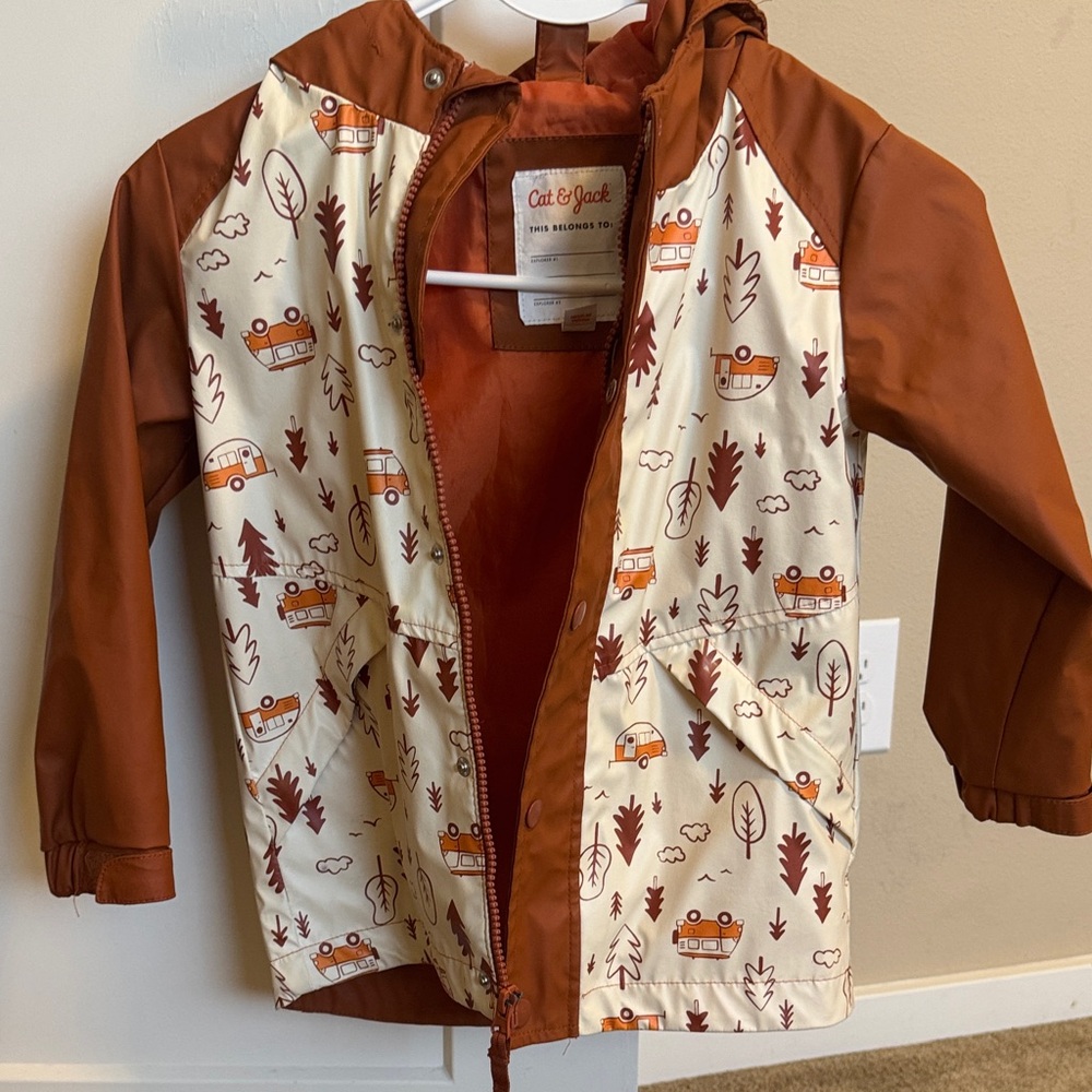 Cat & Jack Kids' Orange and Cream Raincoat